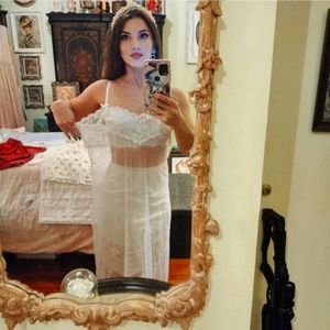 🤍 Heavenly Vintage White Lace Nightgown — Ghostly Romance (L)